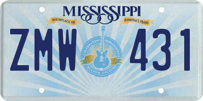 MS license plate ZMW431