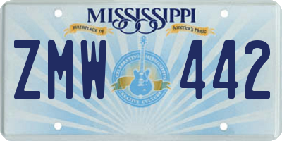 MS license plate ZMW442