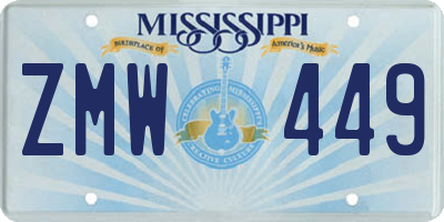 MS license plate ZMW449