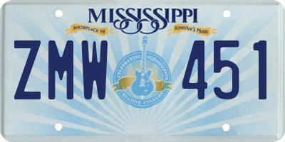 MS license plate ZMW451