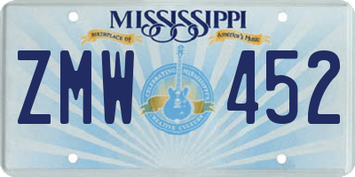 MS license plate ZMW452