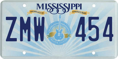 MS license plate ZMW454