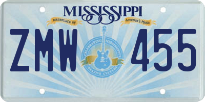 MS license plate ZMW455