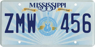 MS license plate ZMW456