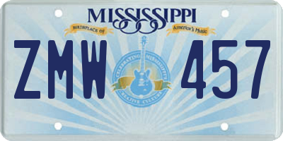 MS license plate ZMW457