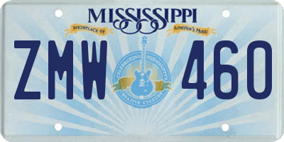 MS license plate ZMW460