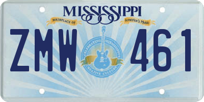 MS license plate ZMW461