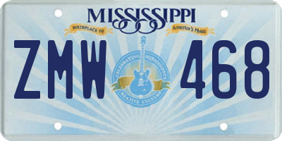 MS license plate ZMW468