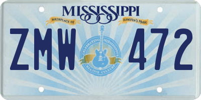 MS license plate ZMW472
