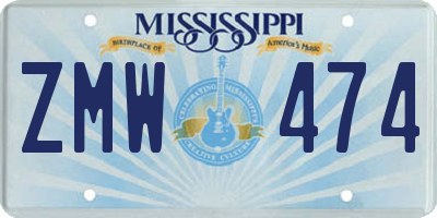 MS license plate ZMW474