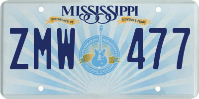 MS license plate ZMW477