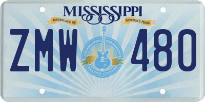 MS license plate ZMW480