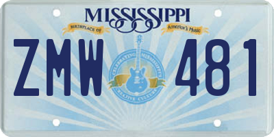 MS license plate ZMW481