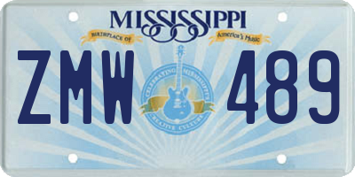 MS license plate ZMW489