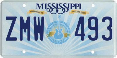 MS license plate ZMW493