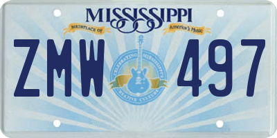 MS license plate ZMW497