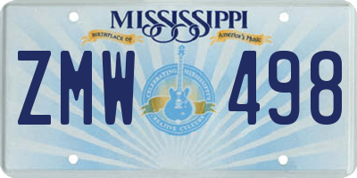 MS license plate ZMW498
