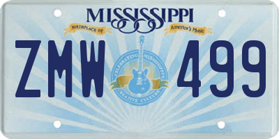 MS license plate ZMW499