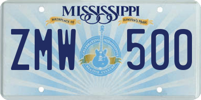 MS license plate ZMW500