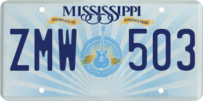 MS license plate ZMW503
