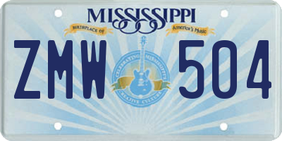 MS license plate ZMW504