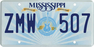 MS license plate ZMW507