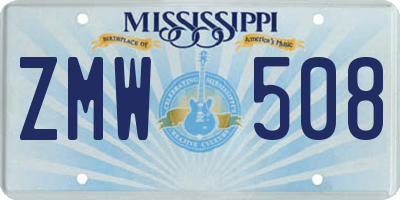 MS license plate ZMW508