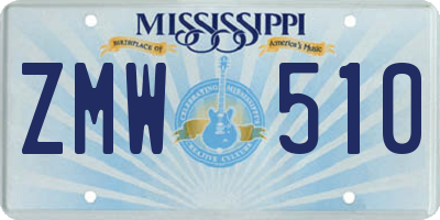 MS license plate ZMW510