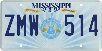 MS license plate ZMW514