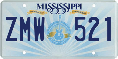 MS license plate ZMW521