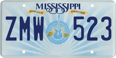 MS license plate ZMW523