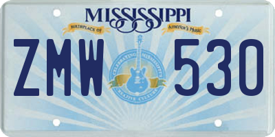 MS license plate ZMW530