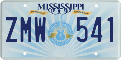 MS license plate ZMW541