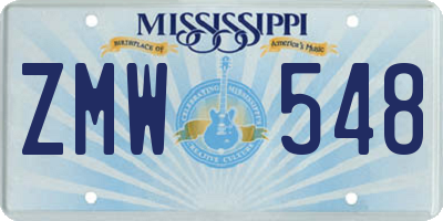 MS license plate ZMW548
