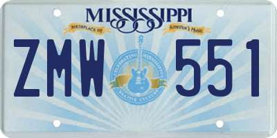 MS license plate ZMW551