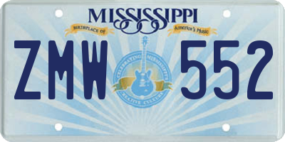 MS license plate ZMW552