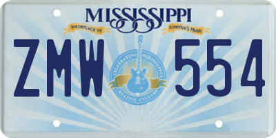 MS license plate ZMW554