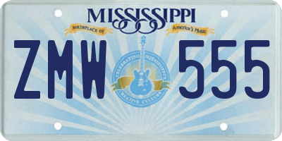 MS license plate ZMW555