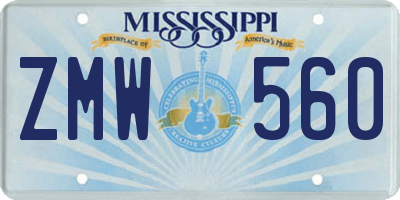 MS license plate ZMW560