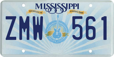 MS license plate ZMW561