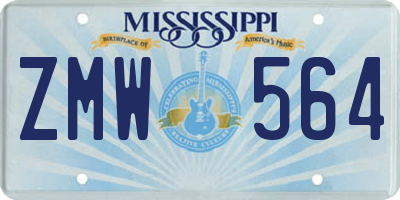 MS license plate ZMW564
