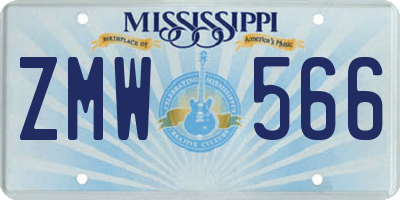 MS license plate ZMW566