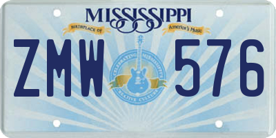 MS license plate ZMW576