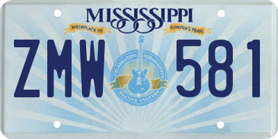 MS license plate ZMW581