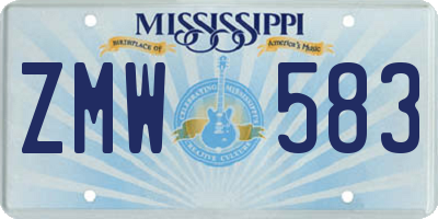 MS license plate ZMW583