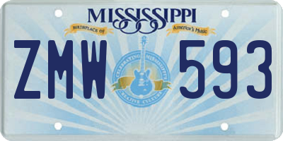 MS license plate ZMW593