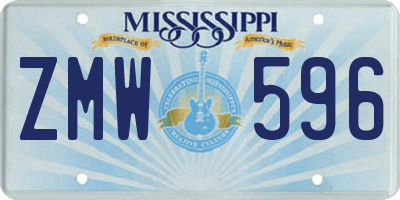MS license plate ZMW596