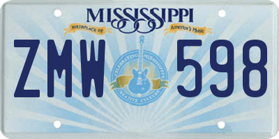 MS license plate ZMW598