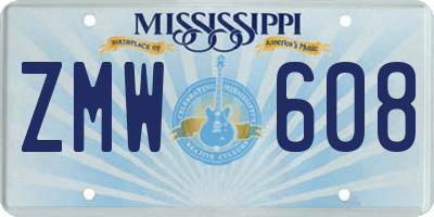 MS license plate ZMW608