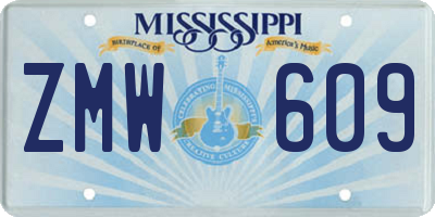 MS license plate ZMW609